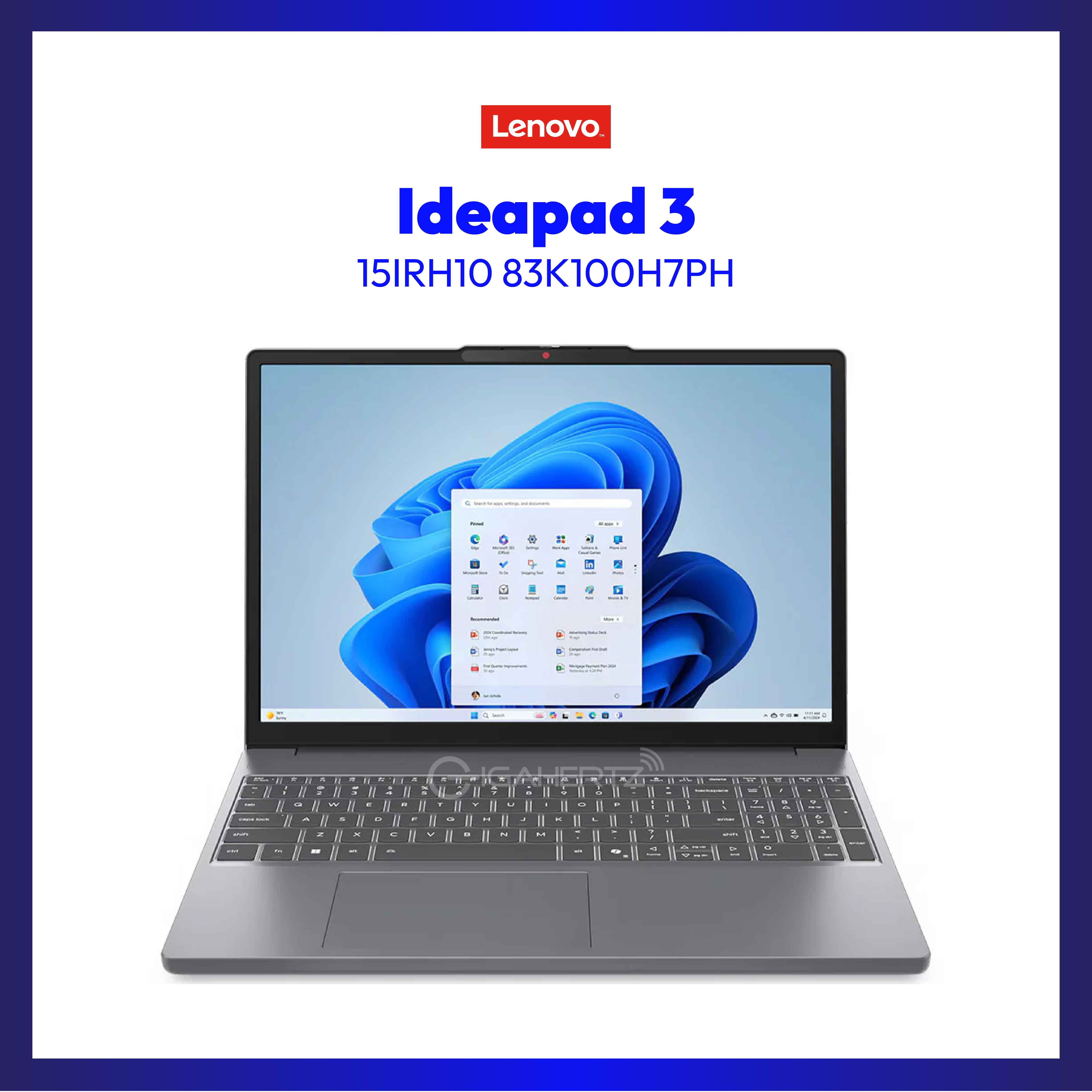 Lenovo Ideapad 3 15IRH10 83K100H7PH | Intel® Core™ i7 | 15.3″ WUXGA | UHD Graphics  | 512GB SSD |  16GB RAM |  WIN 11