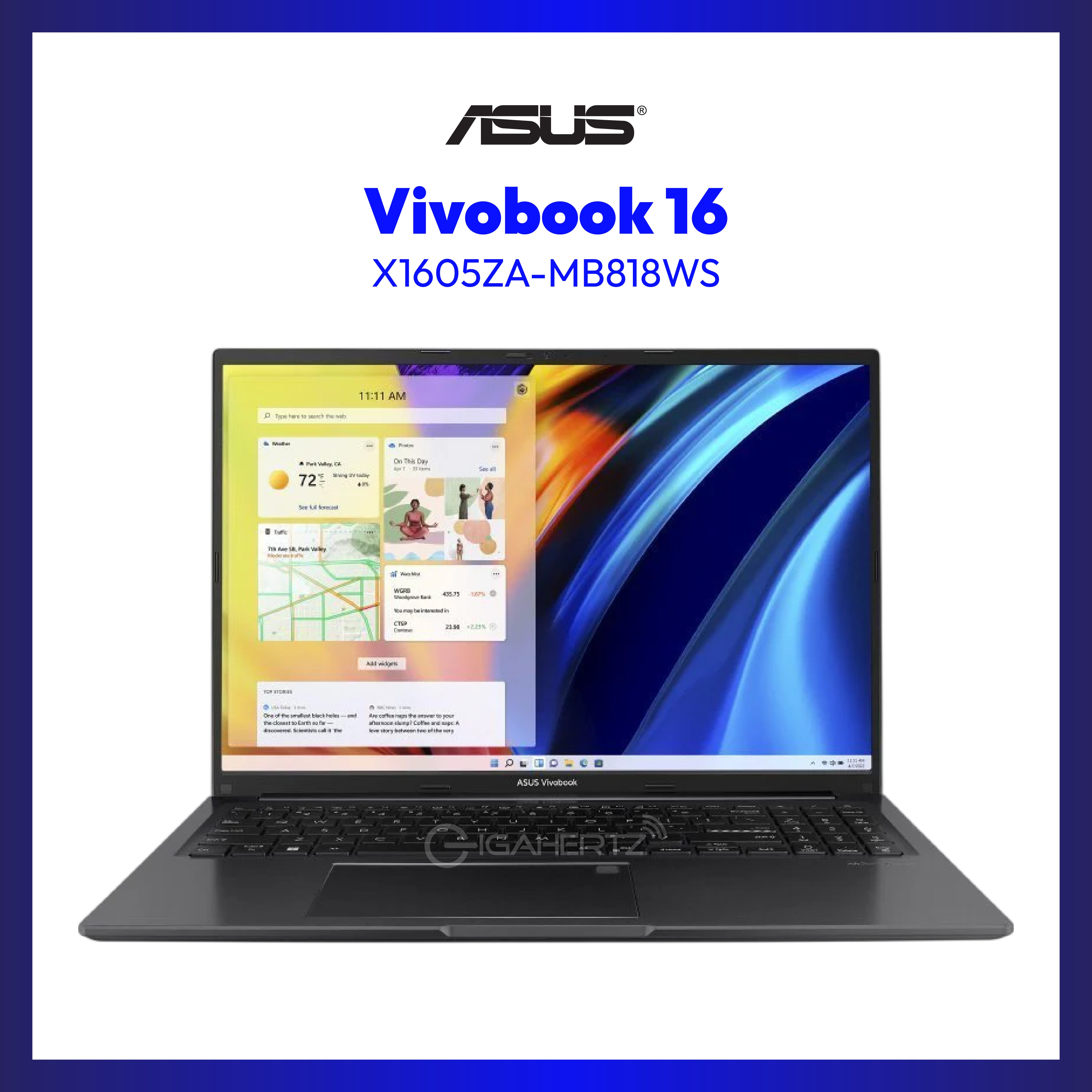 Asus Vivobook 16 X1605ZA-MB818WS | 16" WUXGA | i7-1255U | Iris Xe Graphics | 16GB RAM | 512GB SSD | WIN 11