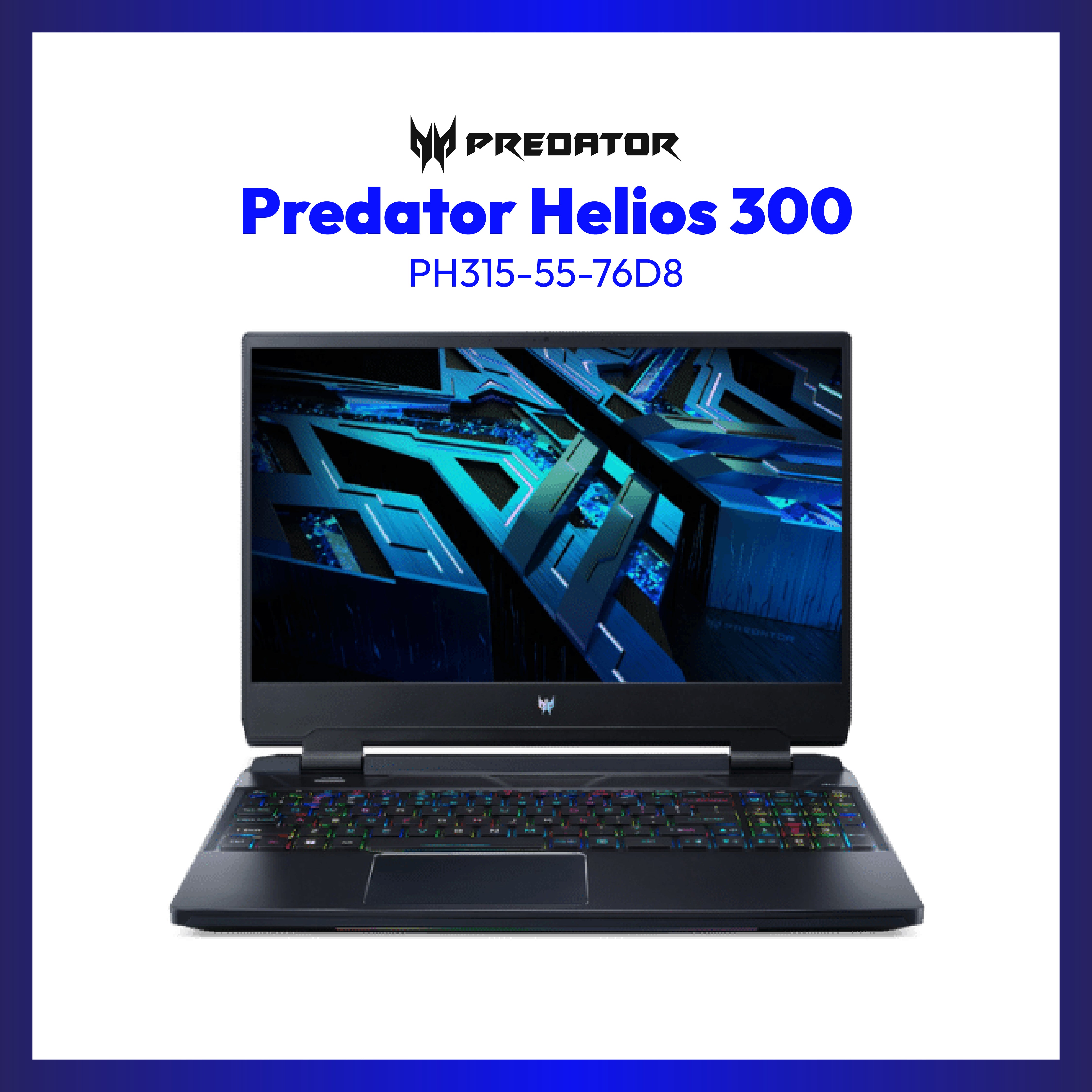Acer Predator Helios 300 PH315-55-76D8 Gaming Laptop | 15.6" FHD | i7-12700H | GeForce RTX 3060 | 16GB RAM | 512GB SSD | WIN 11 | Laptop Tiangge