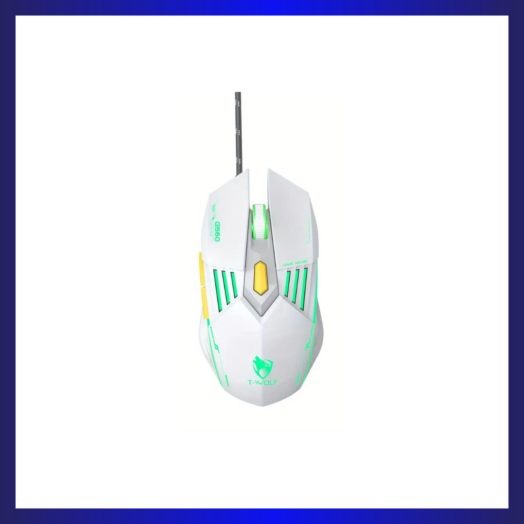 Thunder Wolf Gaming G560 | 1200 - 3600 DPI | Wired | RGB | White Yellow