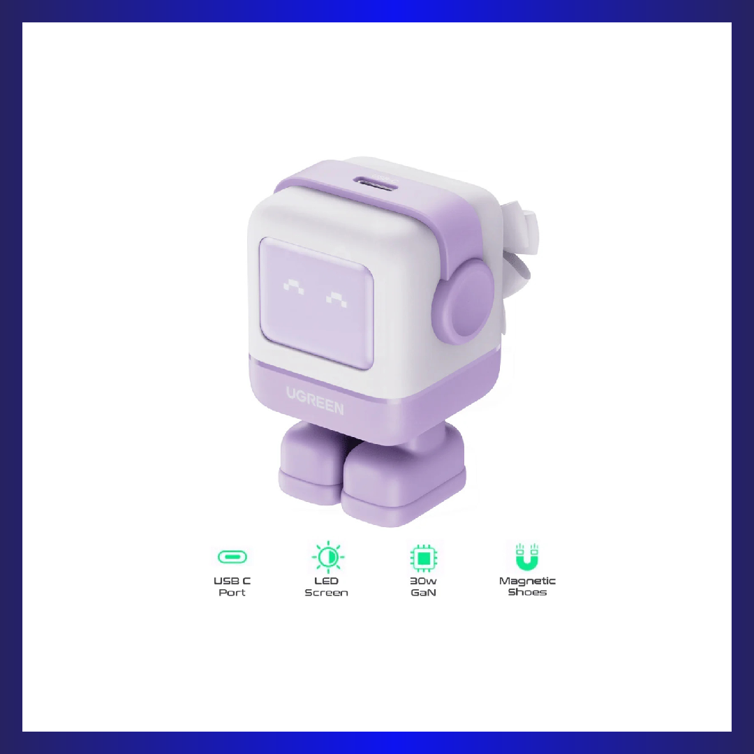 Ugreen CD359 25036 Mini Robot Nexode 30W USB-C Fast GaN Charger (Purple)