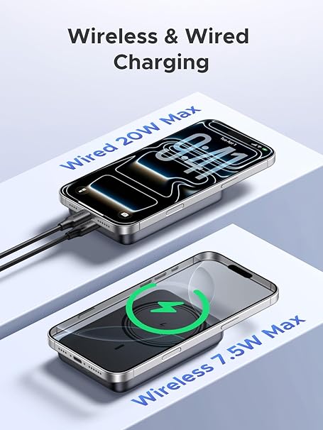 UGREEN Magnetic Power Bank,10,000mAh Wireless Portable Charger, PD 20W Fast Charging Battery Pack with USB-C for Magsafe