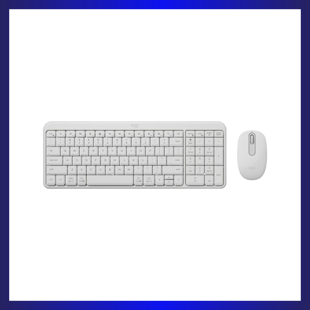 Logitech MK250 Compact Bluetooth Wireless Keyboard & Mouse Combo | Built-in Numpad | 1000 DPI | Multi-OS | 12-Month Battery | White