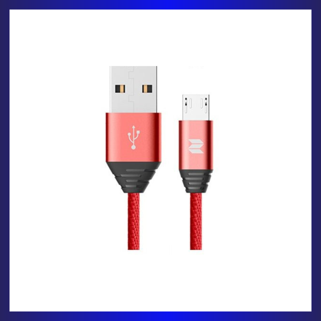 Rock Space M5 Metal Micro USB Cable (RCB0510) | 2.0A Fast Charging | Nylon Braided | 1000mm Length | Red