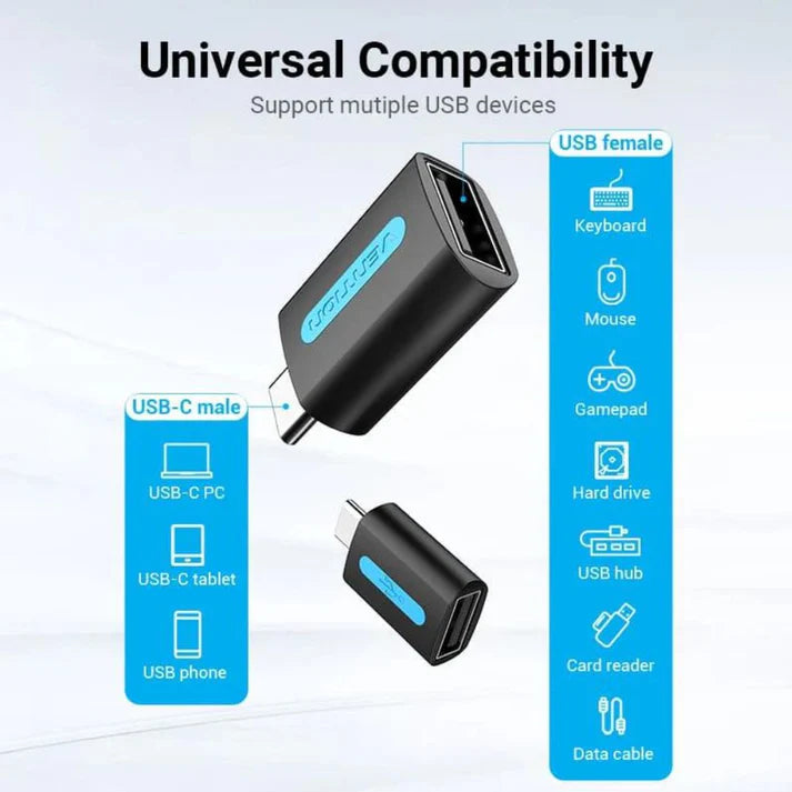 Vention USB-C Male to USB 2.0 Female OTG Adapter (480Mbps)
