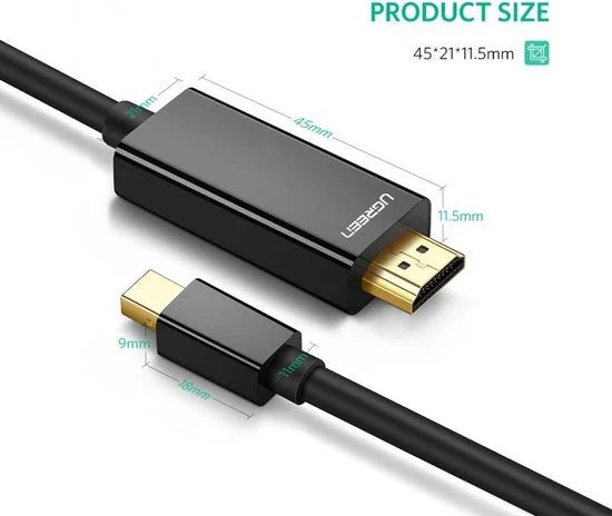 UGREEN 4K HDMI | Male to Mini DP Male Cable | 1.5m (Black) (20848)