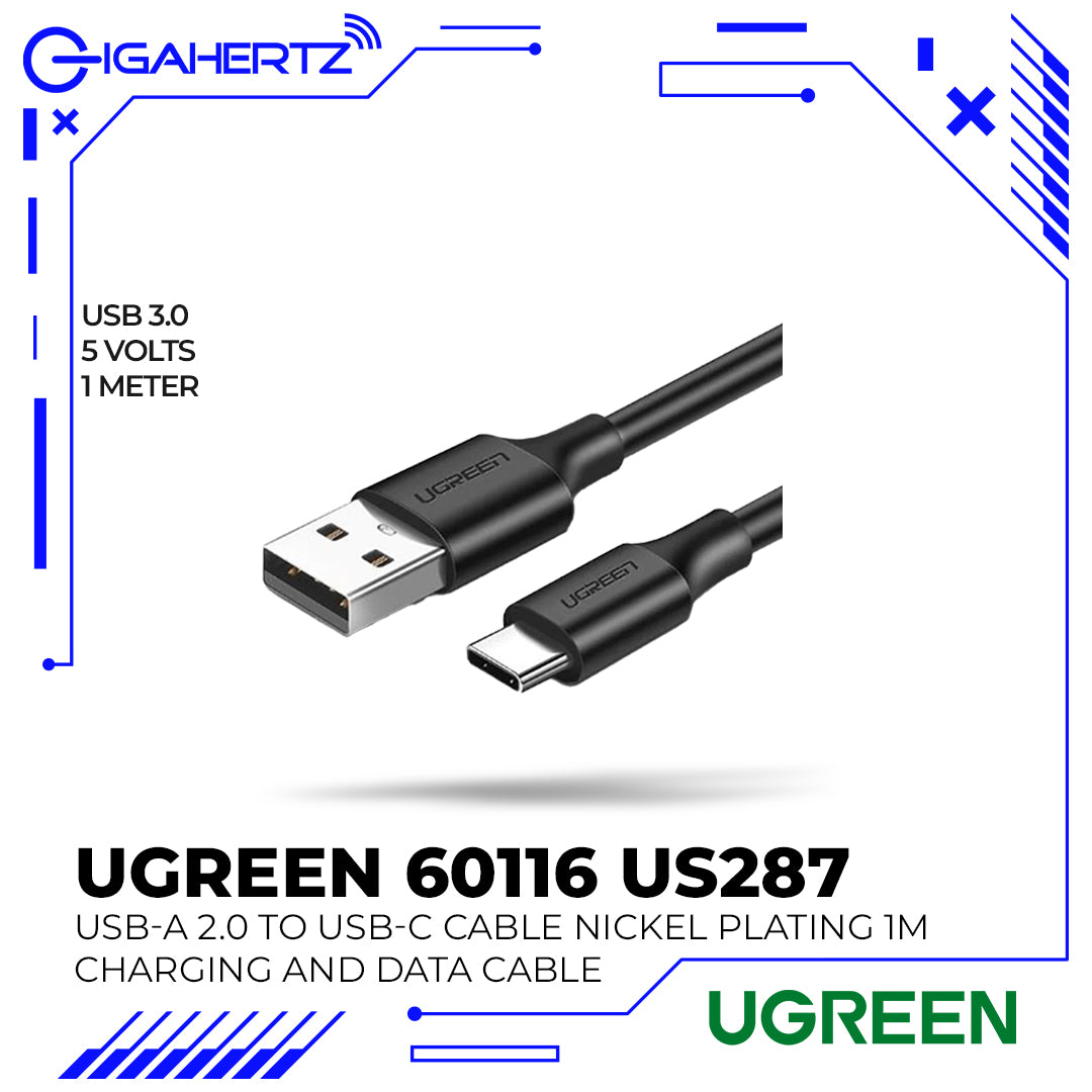 Ugreen 60116 US287 USB-A 2.0 To USB-C Cable Nickel Plating 1M Charging And Data Cable