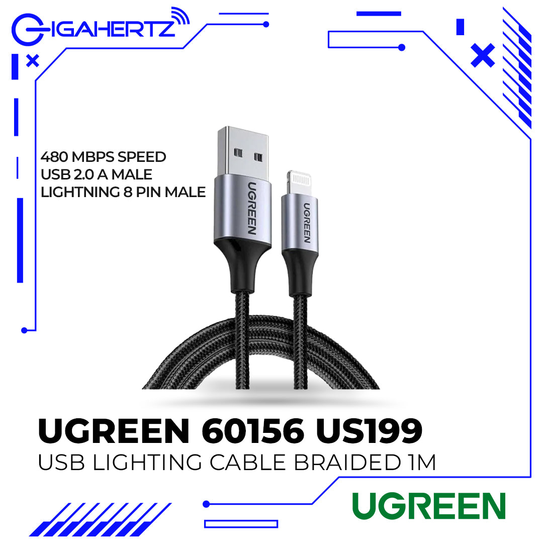 Ugreen 60156 US199 USB Lighting Cable Braided 1M