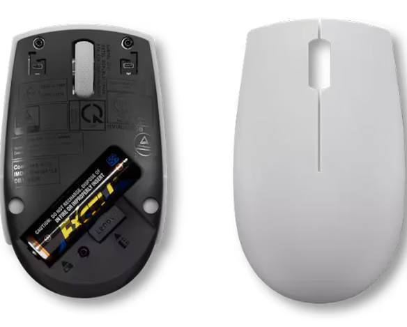 Lenovo 300 Wireless Compact Mouse (Arctic Grey) with battery