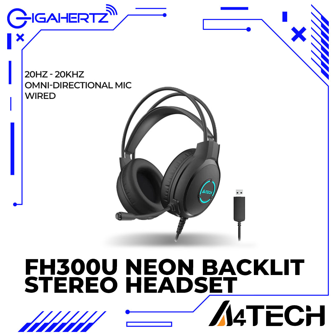 A4Tech FH300U Neon Backlit Illuminate USB Stereo Headset