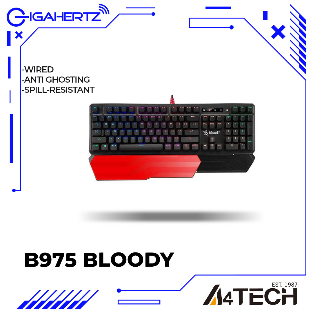 A4Tech B975 Bloody Full Mechanical Light Strike RGB Animation Gaming Keyboard
