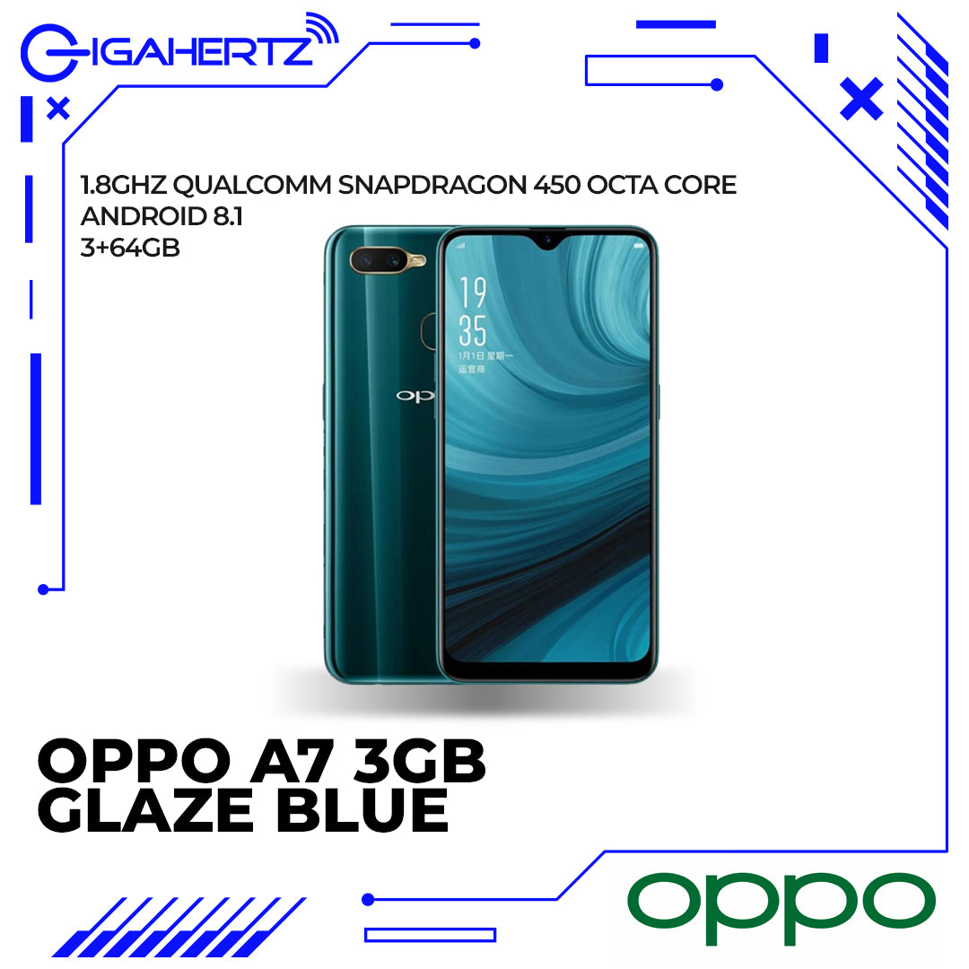 OPPO A7 (3GB) GLAZE BLUE - Demo Unit