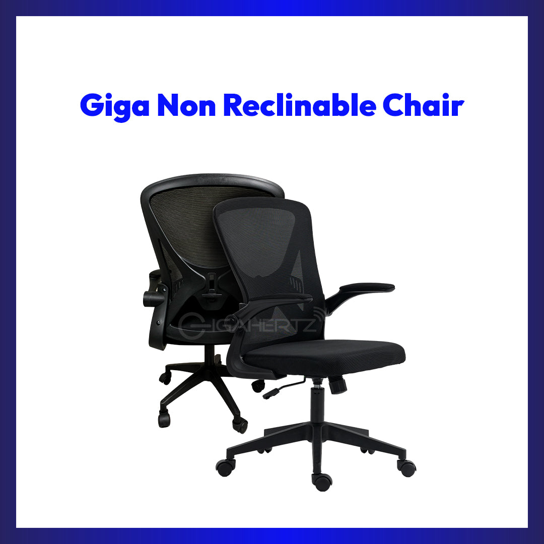 Giga Ergonomic Mesh Office Chair – Adjustable Height Computer Chair with Breathable Backrest, Cushioned Seat, Swivel Wheels, and Fixed Armrests