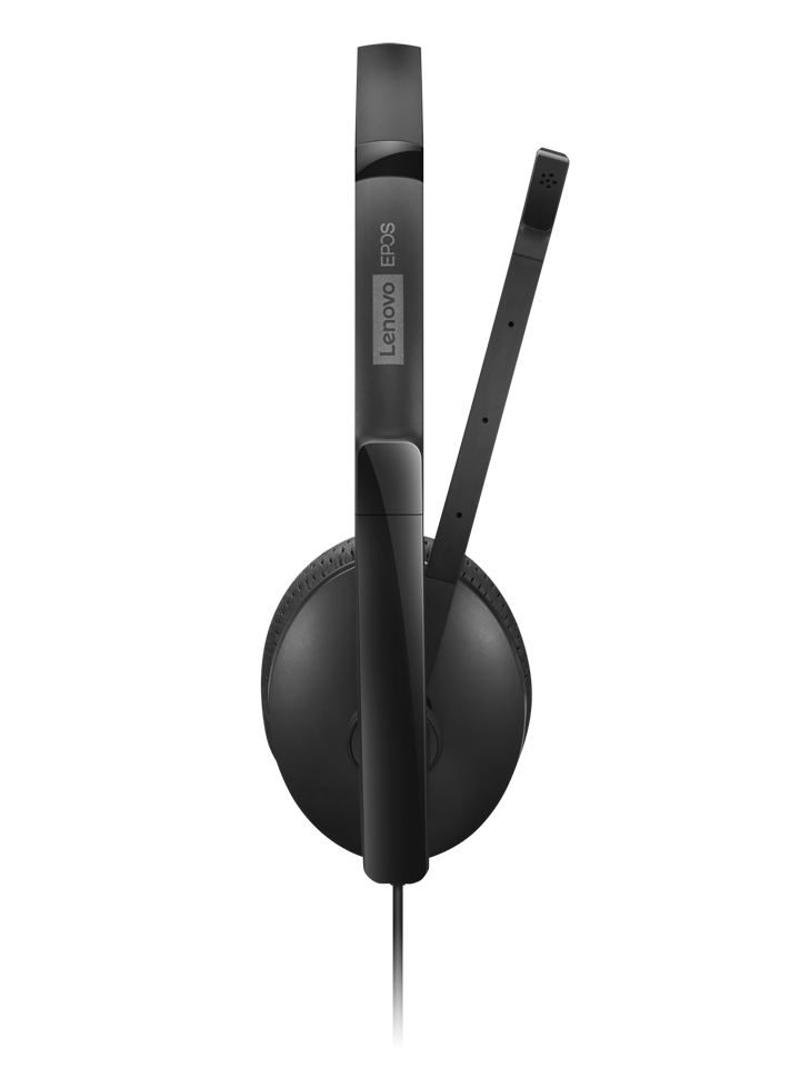 Lenovo Wired VoIP Headset (4XD1M45626) | USB-C (USB-A Adapter Included) | Stereo Audio | Noise-Canceling Mic | Black