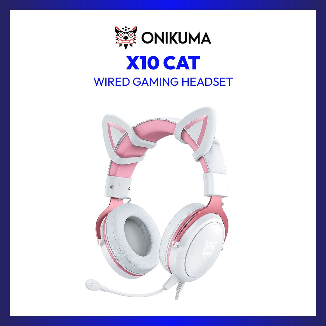 Onikuma X10 Cat Wired Professional Gaming Headset with Noise Cancellation Microphone