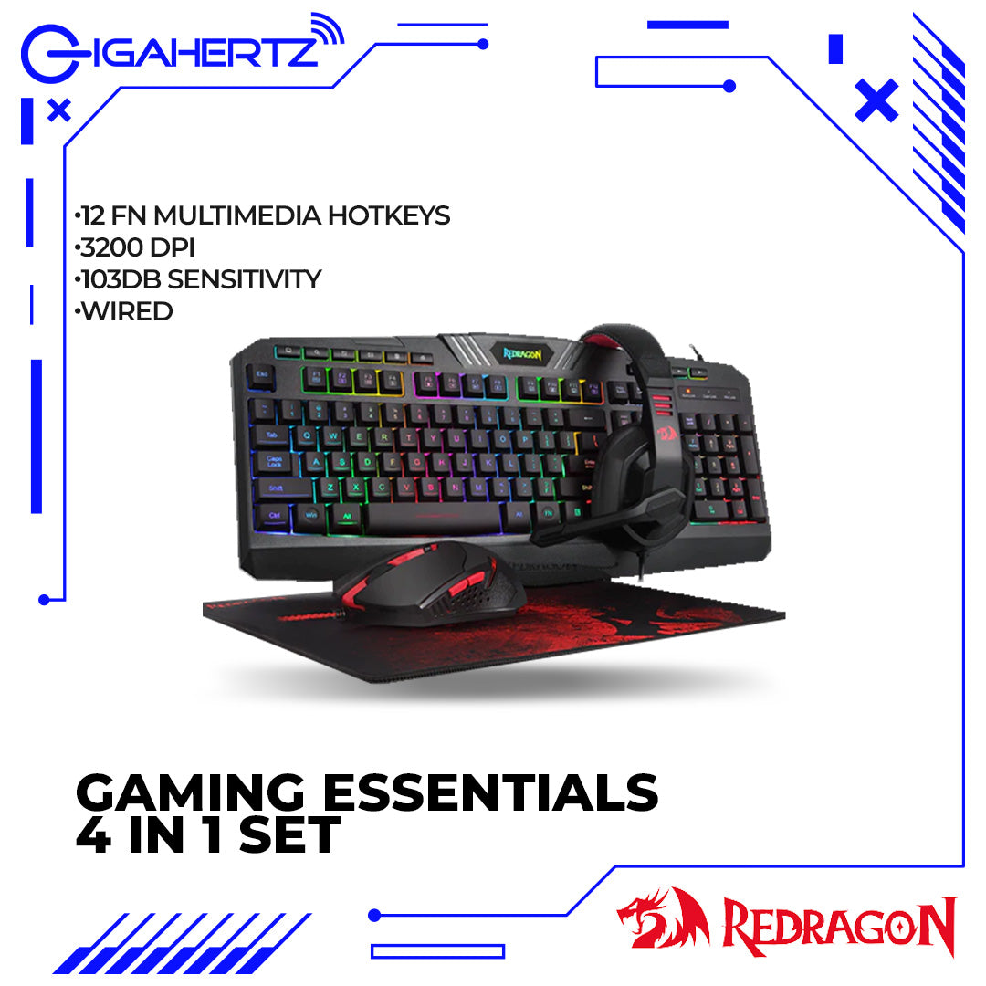 Redragon Gaming Essentials 4 in 1 Set (Keyboard/Mouse/Mousepad/Headset) (S101-BA-2)