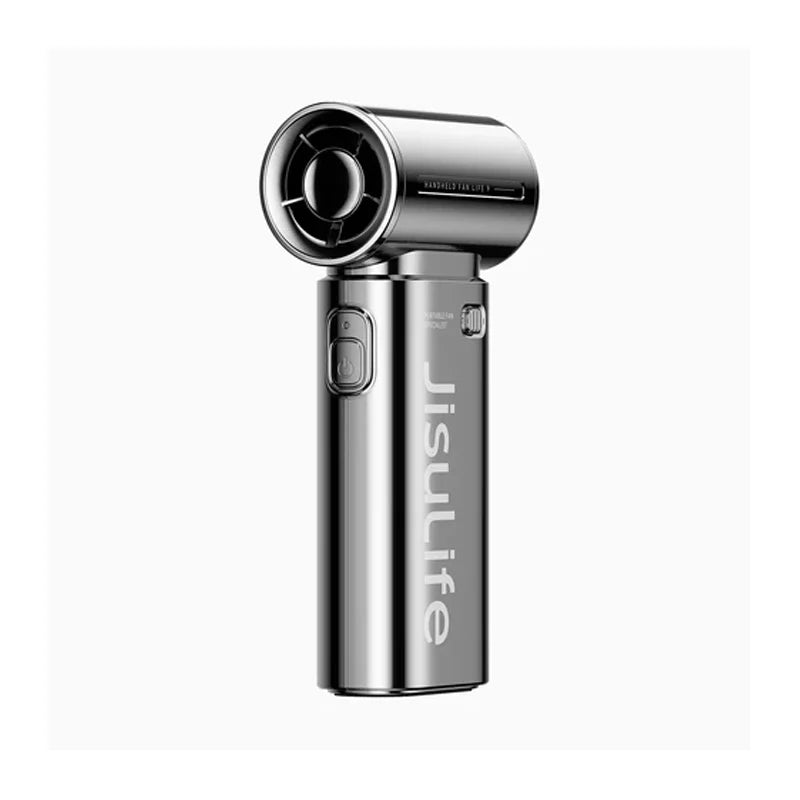 JISULIFE Handheld Fan 9S Upgrade Mini Fan Rechargable Chrome New Electroplated Finish Stylish Lanyard 5000mAh Battery