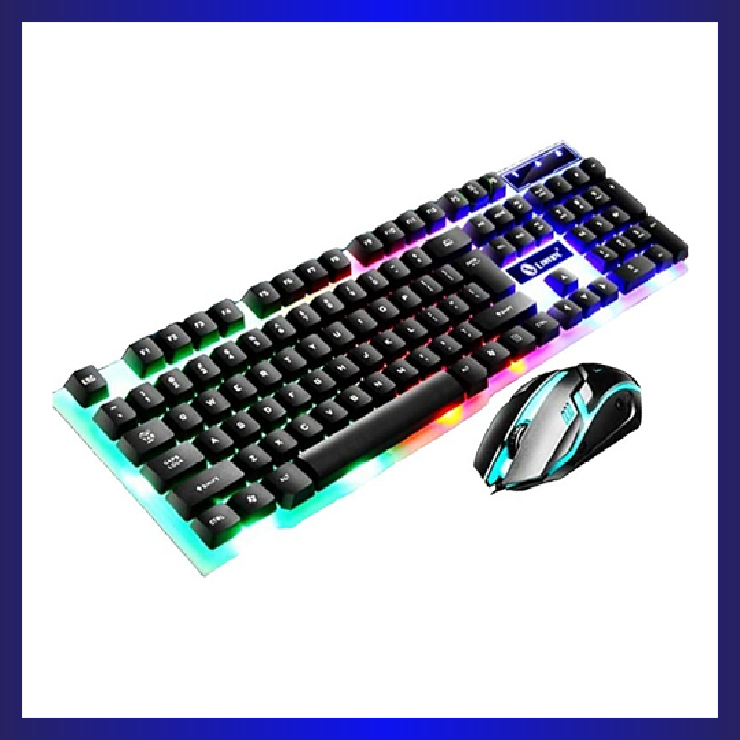 LIMEIDE GTX300 Backlit Keyboard and Mouse Combo | Wired Optical Mouse | USB Connectivity | LED Backlighting | Black