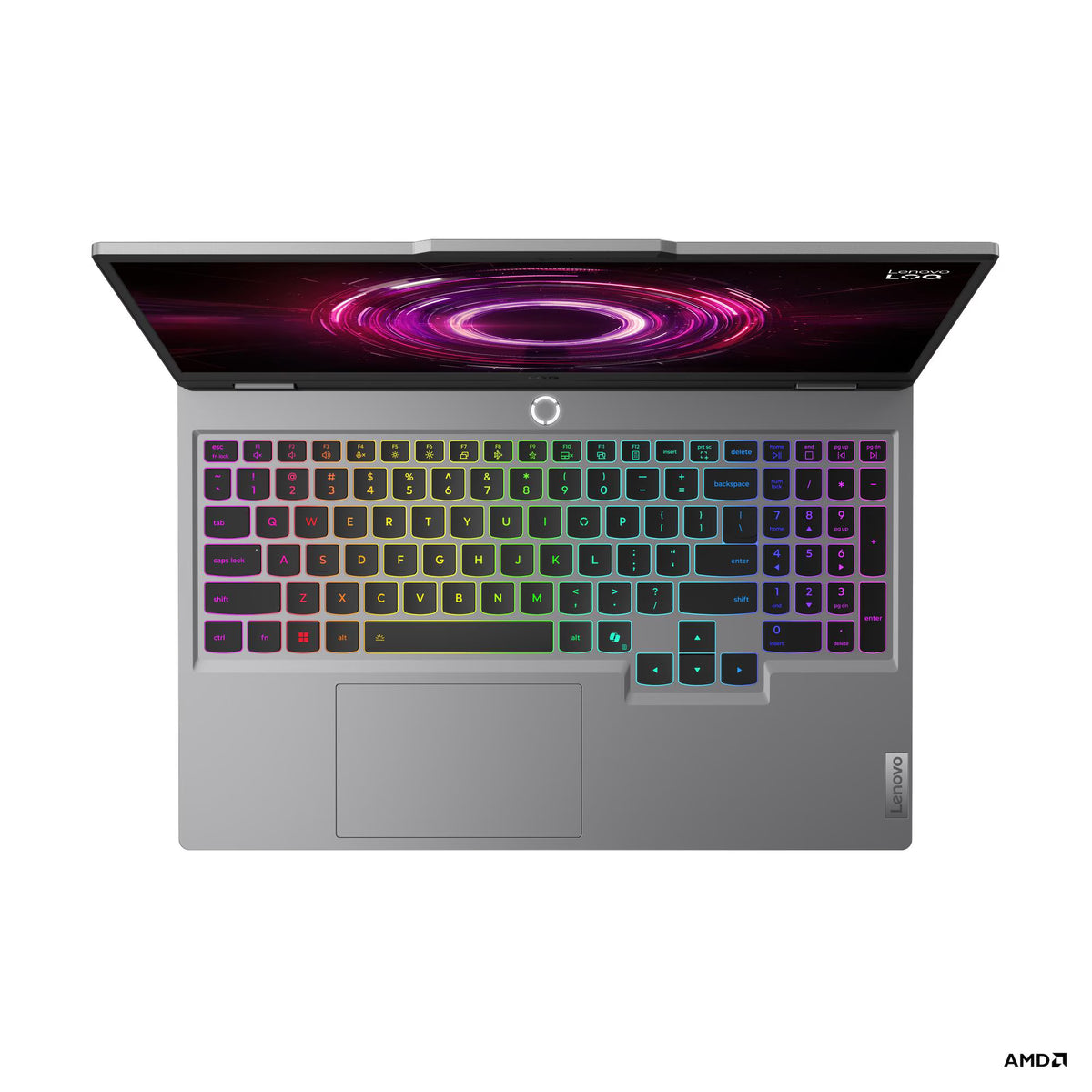 Lenovo loq 15ahp10 | ryzen 7 250 rtx 5050 8gb | 32gb ddr5 1tb ssd | 15,6" fhd 144hz | gaming prenosnik 3 Lenovo loq 15ahp10 pogled od zgoraj na tipkovnico in 15,6-palčni zaslon
