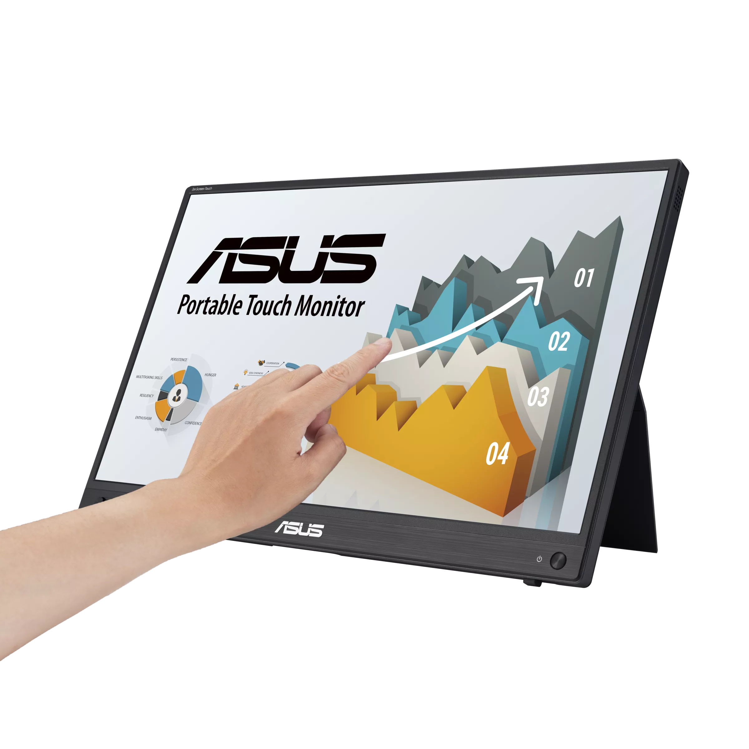 ASUS ZenScreen Touch MB16AMTR portable monitor - 16 inch (15.6 inch viewable), FHD (1920 x 1080), IPS, 10-point touch, Built-in Battery, Hybrid Signal Solution, Mini-HDMI, Compatible with Laptops, Smartphones and Game Consoles