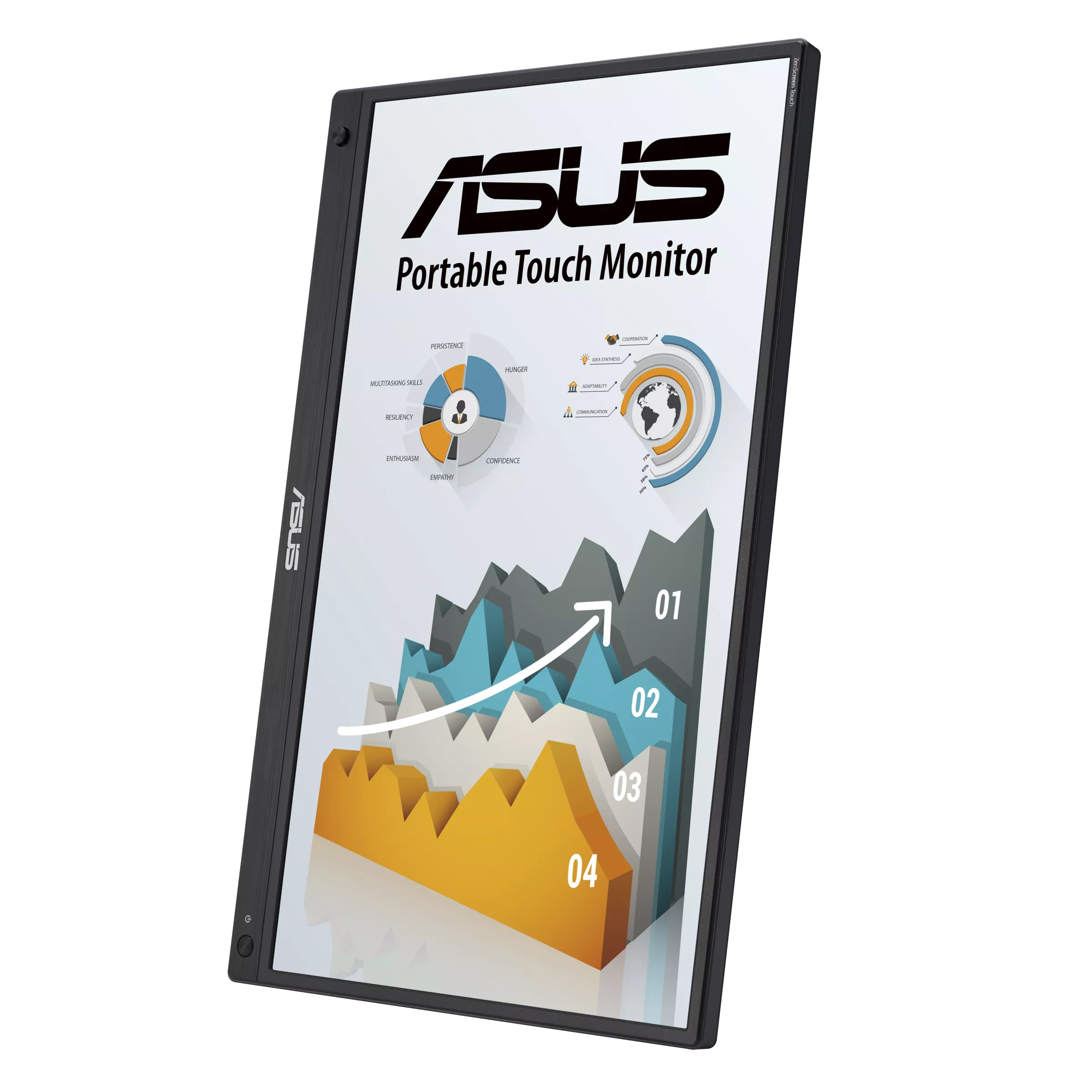 ASUS ZenScreen Touch MB16AMTR portable monitor - 16 inch (15.6 inch viewable), FHD (1920 x 1080), IPS, 10-point touch, Built-in Battery, Hybrid Signal Solution, Mini-HDMI, Compatible with Laptops, Smartphones and Game Consoles