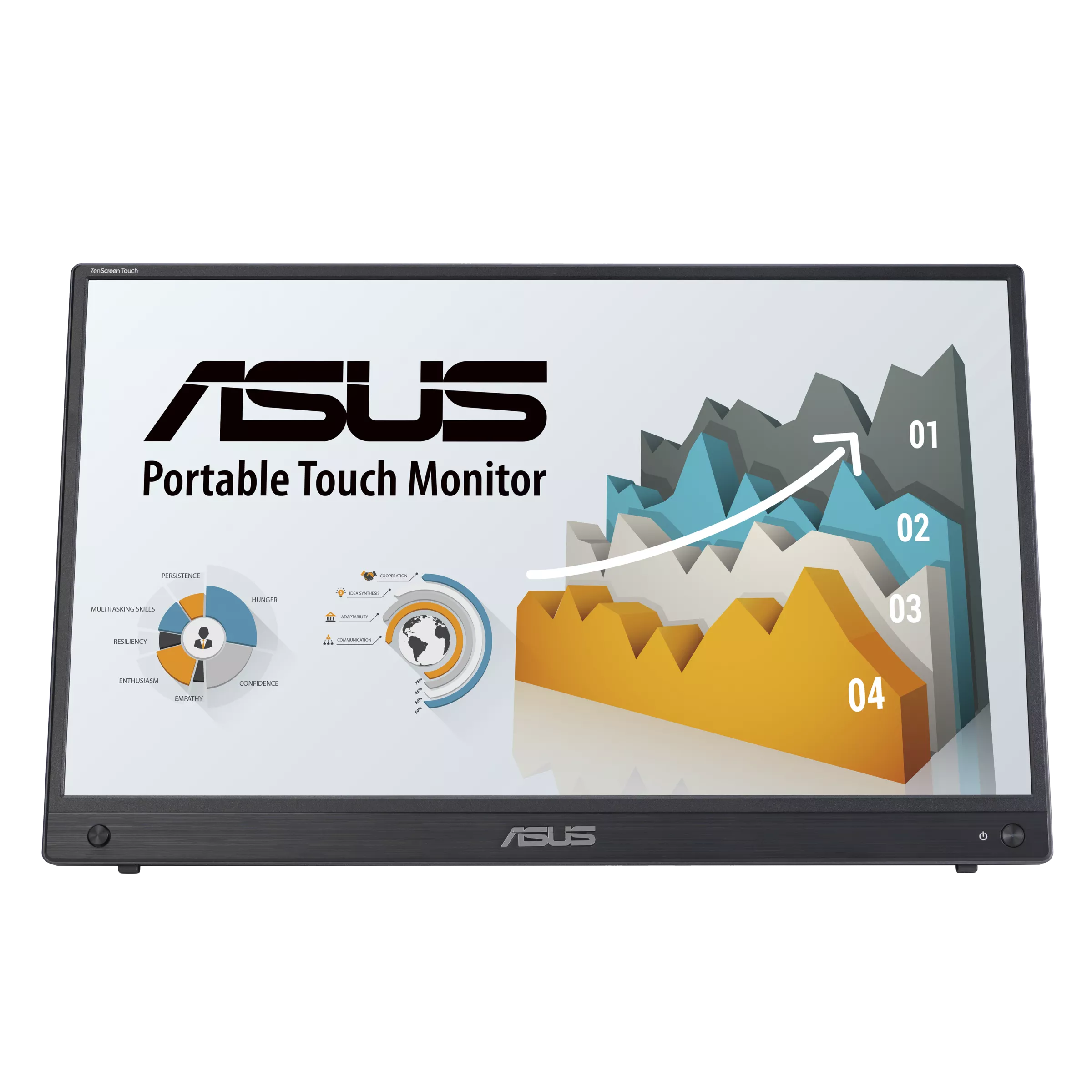 ASUS ZenScreen Touch MB16AMTR portable monitor - 16 inch (15.6 inch viewable), FHD (1920 x 1080), IPS, 10-point touch, Built-in Battery, Hybrid Signal Solution, Mini-HDMI, Compatible with Laptops, Smartphones and Game Consoles