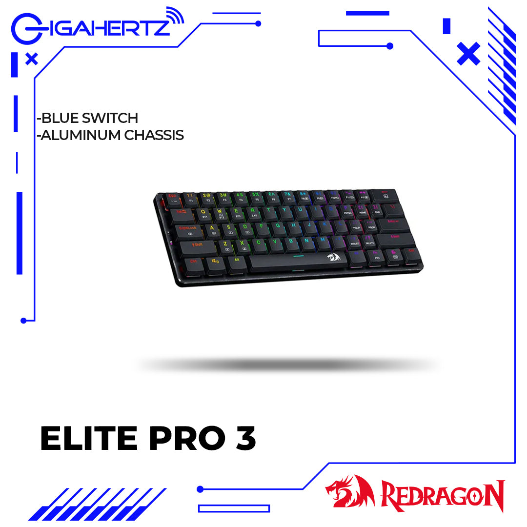 Redragon Elise Pro 3 Modes Mechanical Gaming Keyboard (Black) (K615P-KBS)