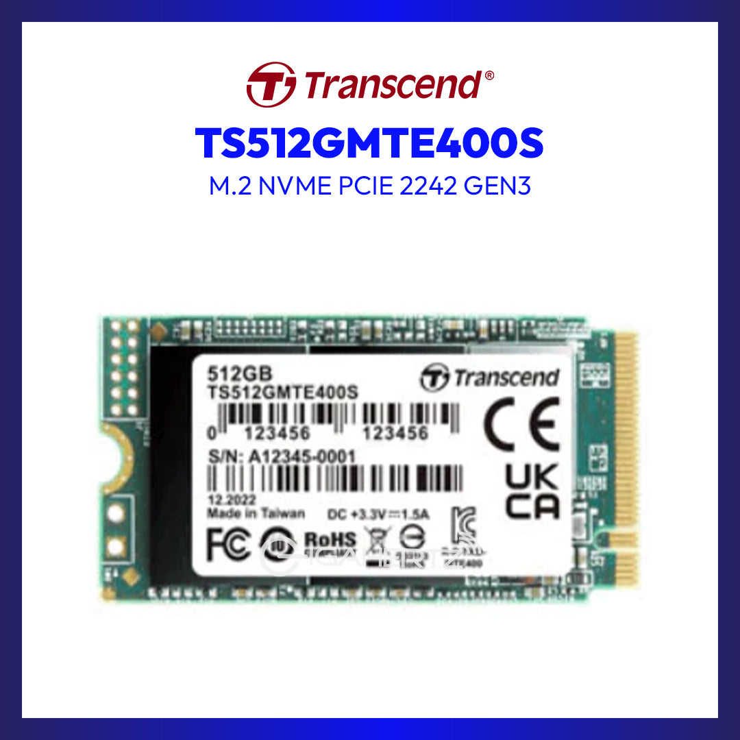 TRANSCEND 512GB M.2 2242 NVME PCIE SSD GEN3X4 3D TLC DRAM-LESS TS512GMTE400S