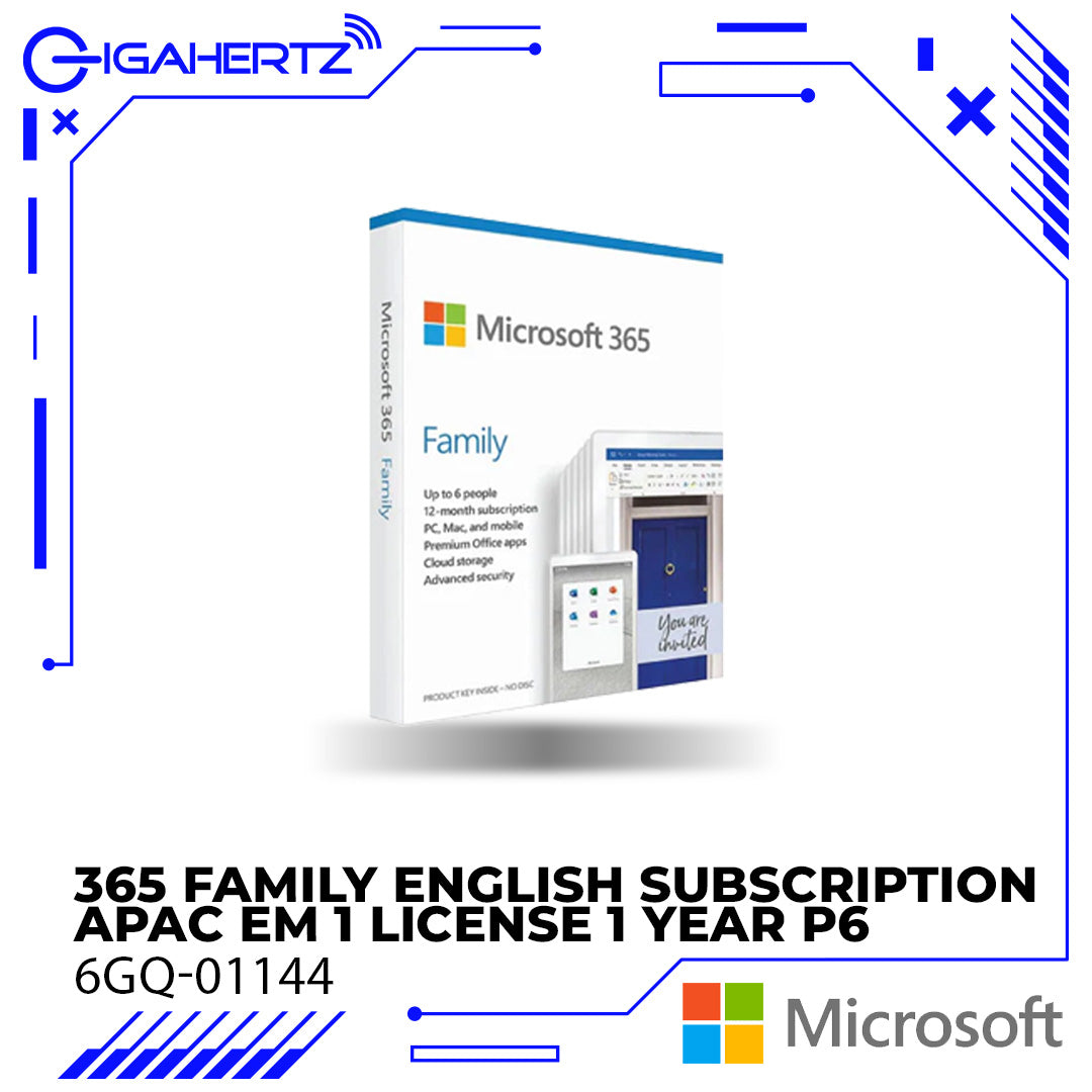 Microsoft 6GQ-01144 365 Family English Subscription APAC EM 1 License 1 Year P6