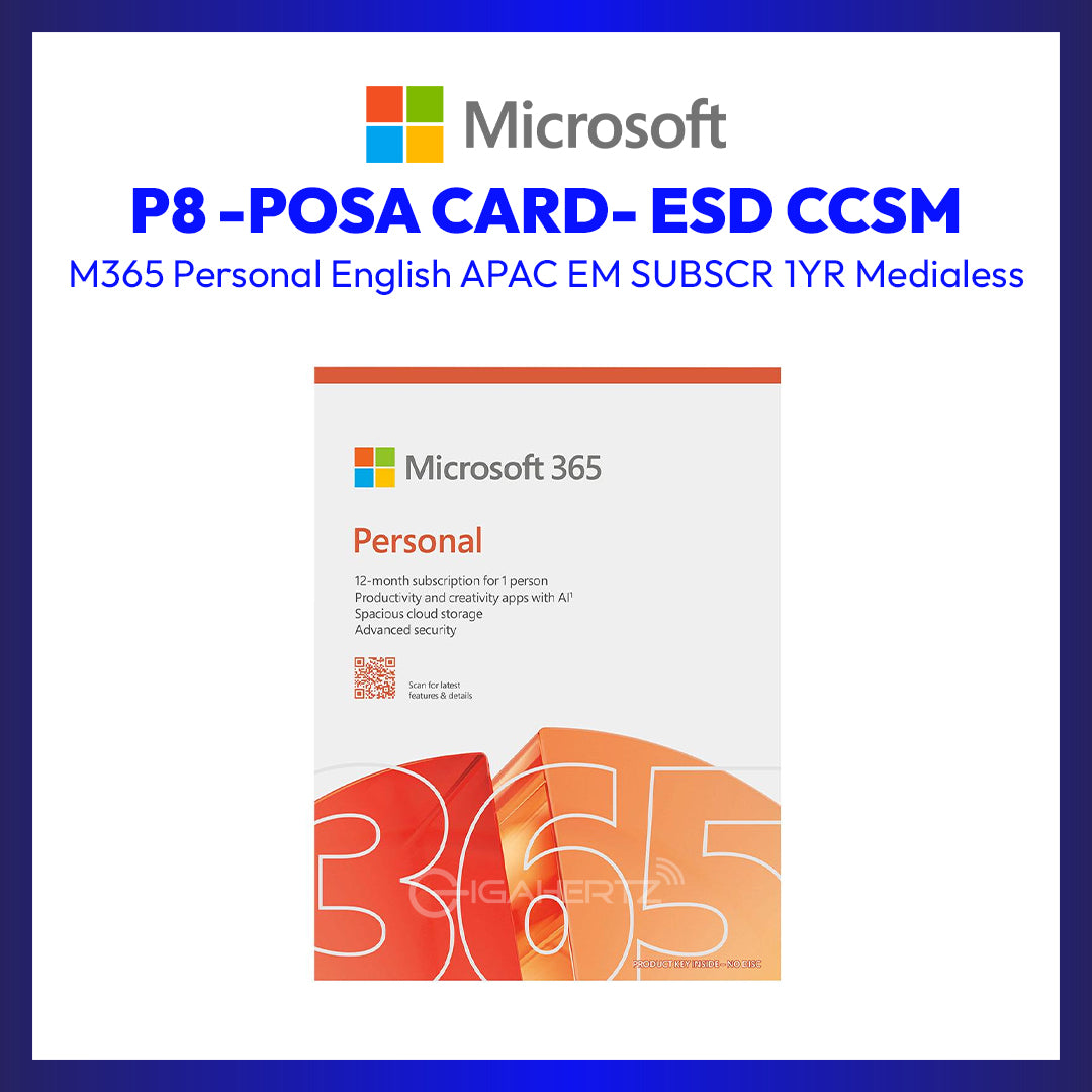Microsoft M365 Personal English APAC EM Subscr 1YR Medialess P8 -Posa Card