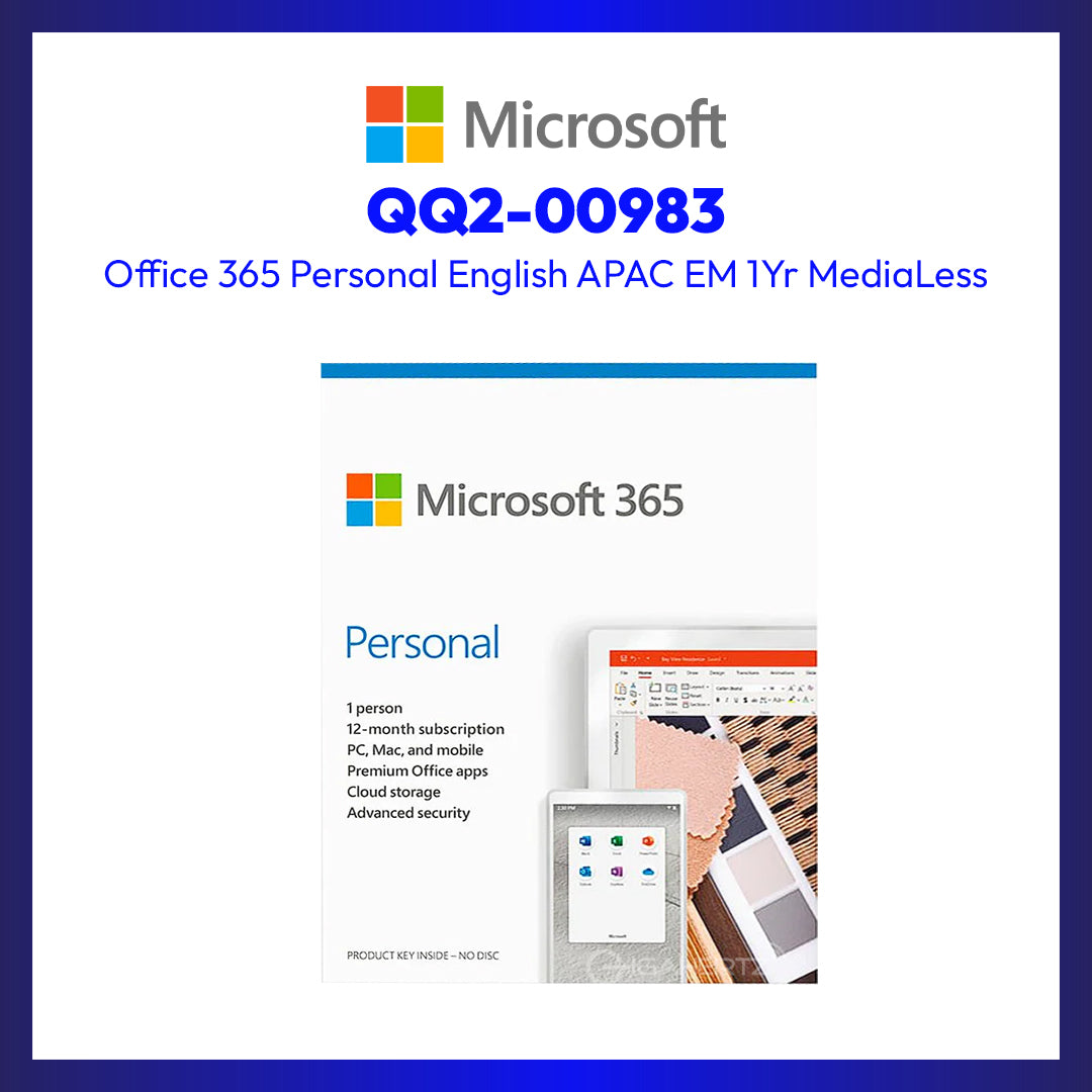 Microsoft Office 365 Personal English QQ2-00983 APAC EM 1Yr MediaLess