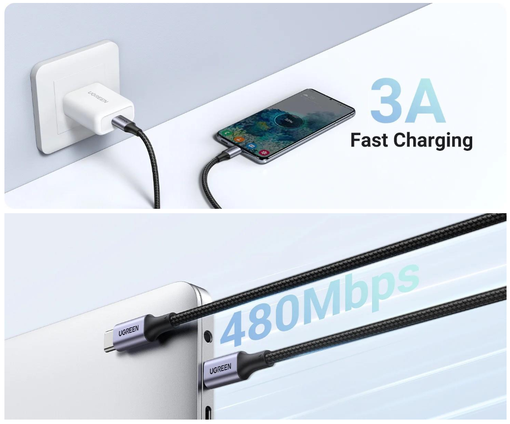 UGREEN 60W 1m USB-C To USB-C Data Cable (50150)
