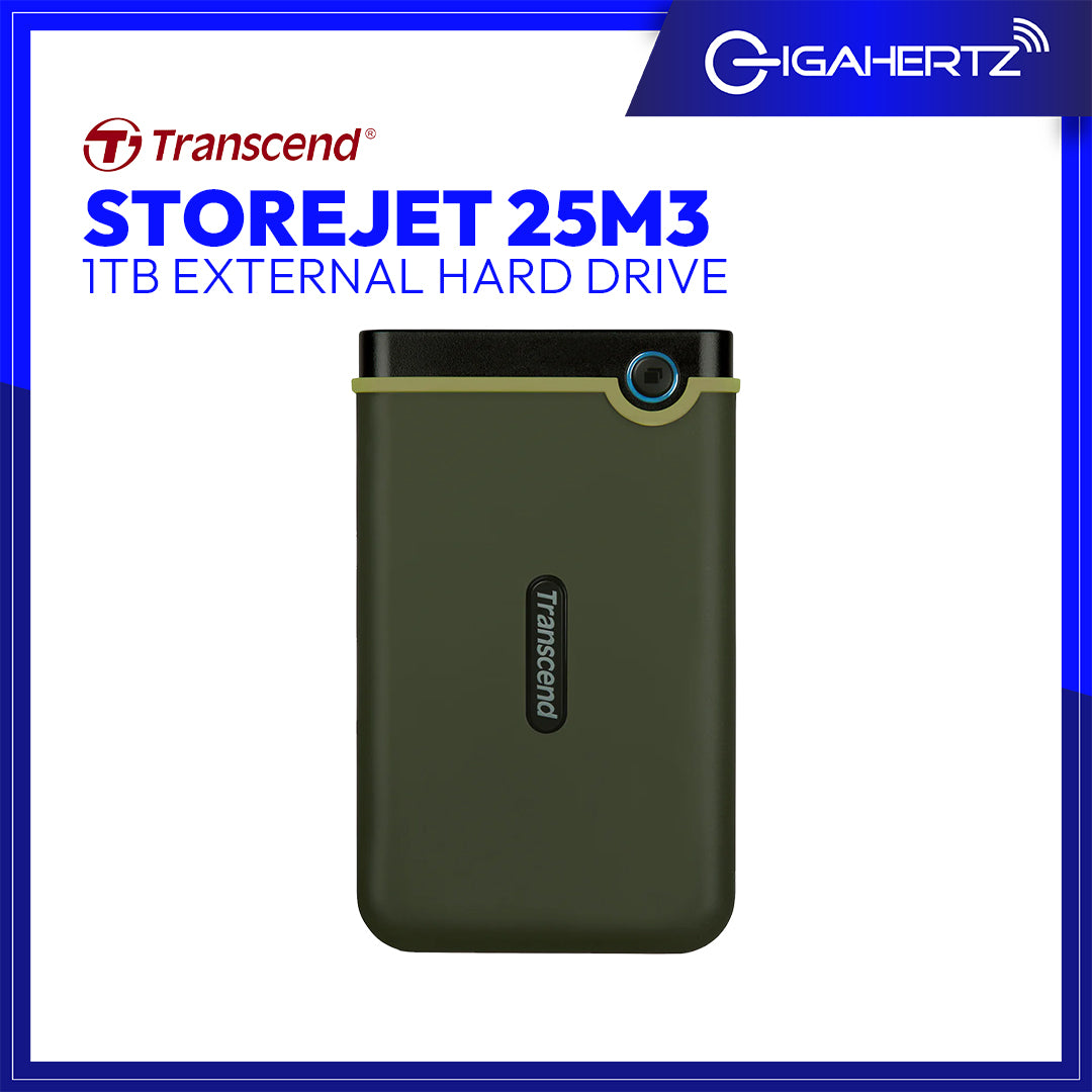 TRANSCEND 1TB StoreJet 25M3 External Hard Drive (Military Green)