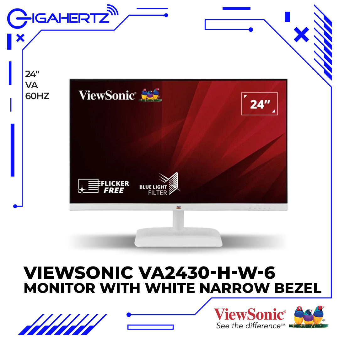 ViewSonic VA2430-H-W-6 24” Monitor with White Narrow Bezel