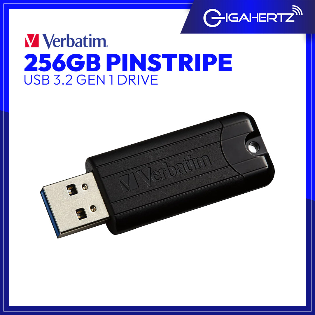 VERBATIM 256GB PINSTRIPE USB 3.2 GEN 1 DRIVE