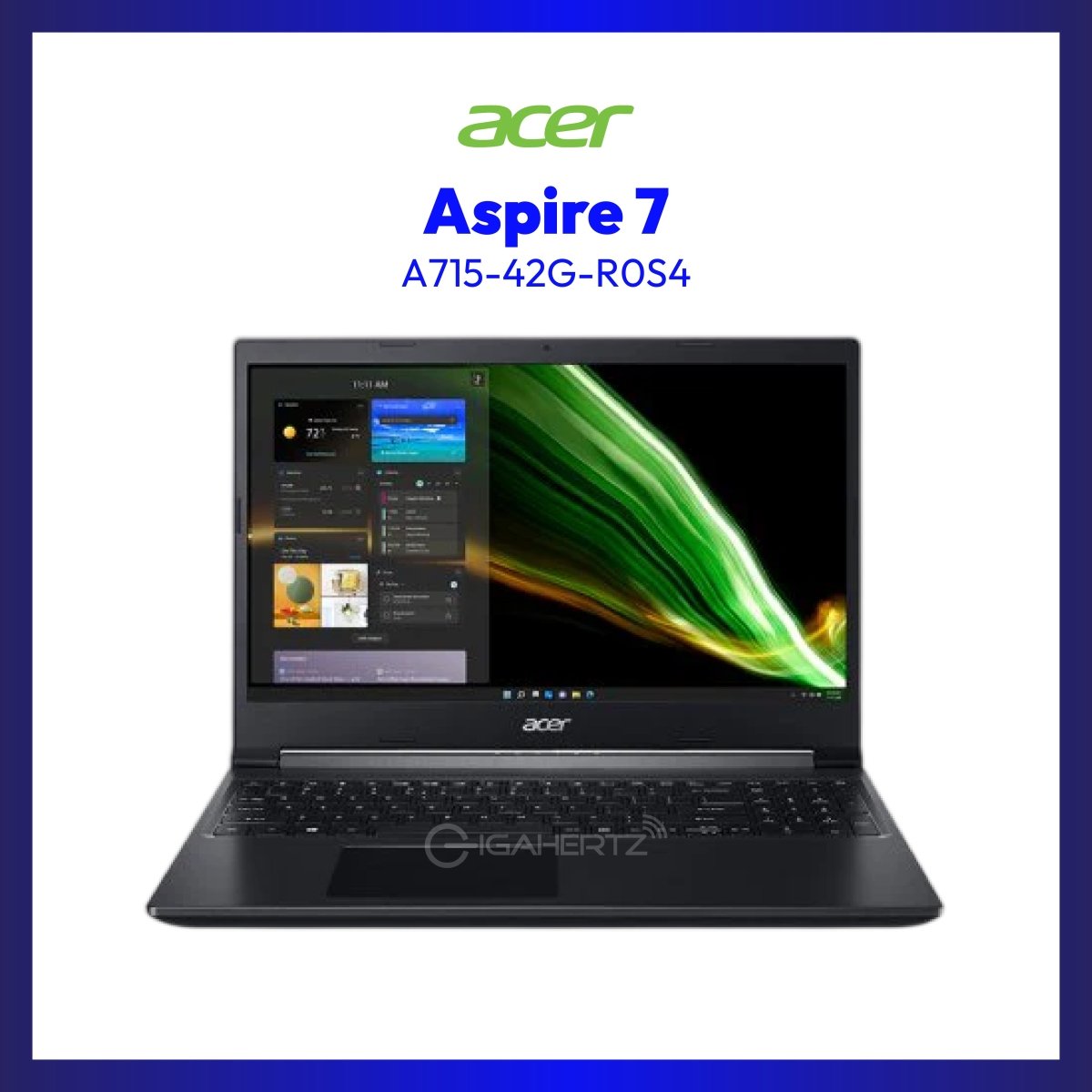 Acer Aspire 7 A715-42G-R0S4 Laptop | 15.6" FHD | Ryzen 5 5500U | Geforce GTX 1650 | 8GB RAM | 512GB SSD | WIN 11 | GigaHertz