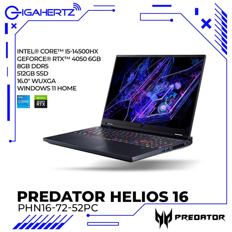 Acer Predator Helios Neo 16 PHN167252PC Gaming Laptop 16" WUXGA i514500HX GeForce RTX