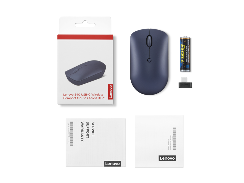 Lenovo 540 USB-C Wireless Mouse (GY51D20871) | 2.4GHz Wireless | USB-C Unified Pairing Receiver | Up to 2400 DPI Optical Sensor | Abyss Blue