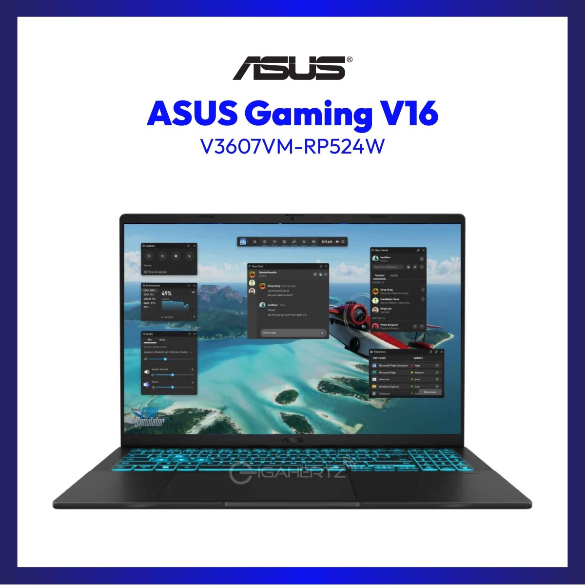 ASUS Gaming V16 V3607VM‑RP524W | 16" WUXGA | Intel Core 5 | NVIDIA GeForce RTX 5060 | 16GB RAM | 512GB SSD | WIN 11 | GigaHertz