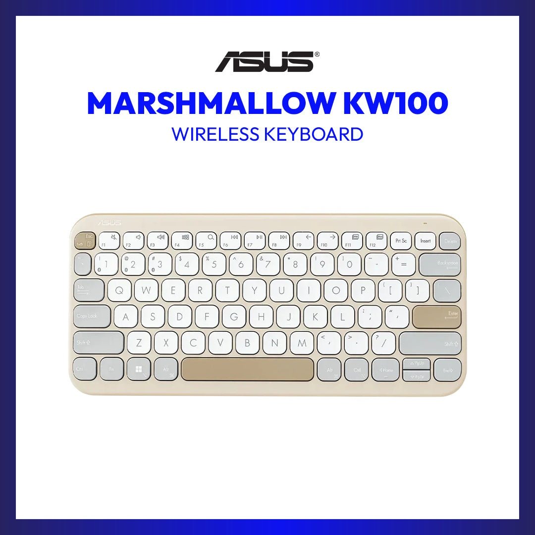 Asus Marshmallow KW100 Wireless Keyboard (Oat Milk) | GigaHertz