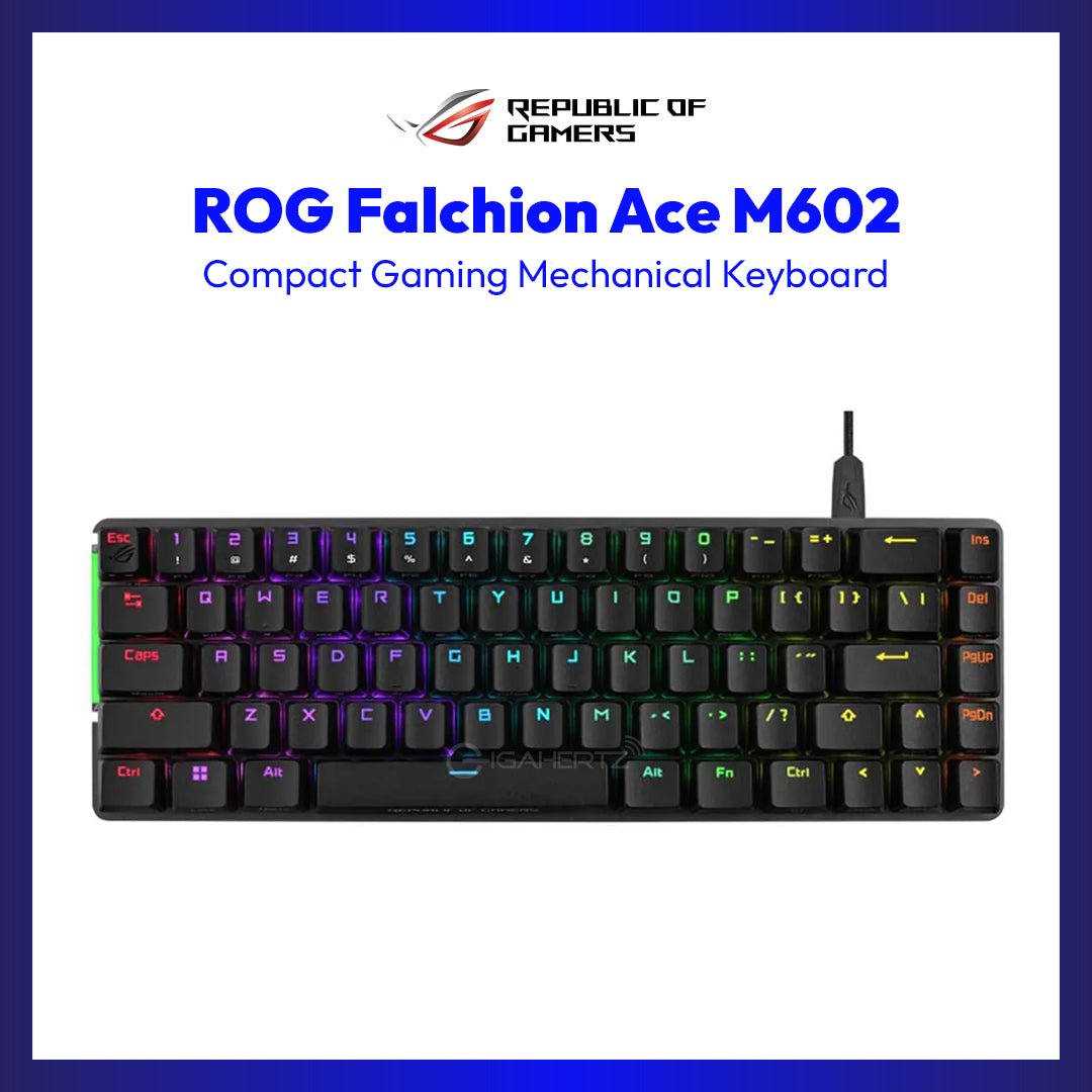 Asus ROG Falchion Ace M602 65% RGB Compact Gaming Mechanical Keyboard (ROG NX Red Switch Linear & Swift) (Black) | GigaHertz
