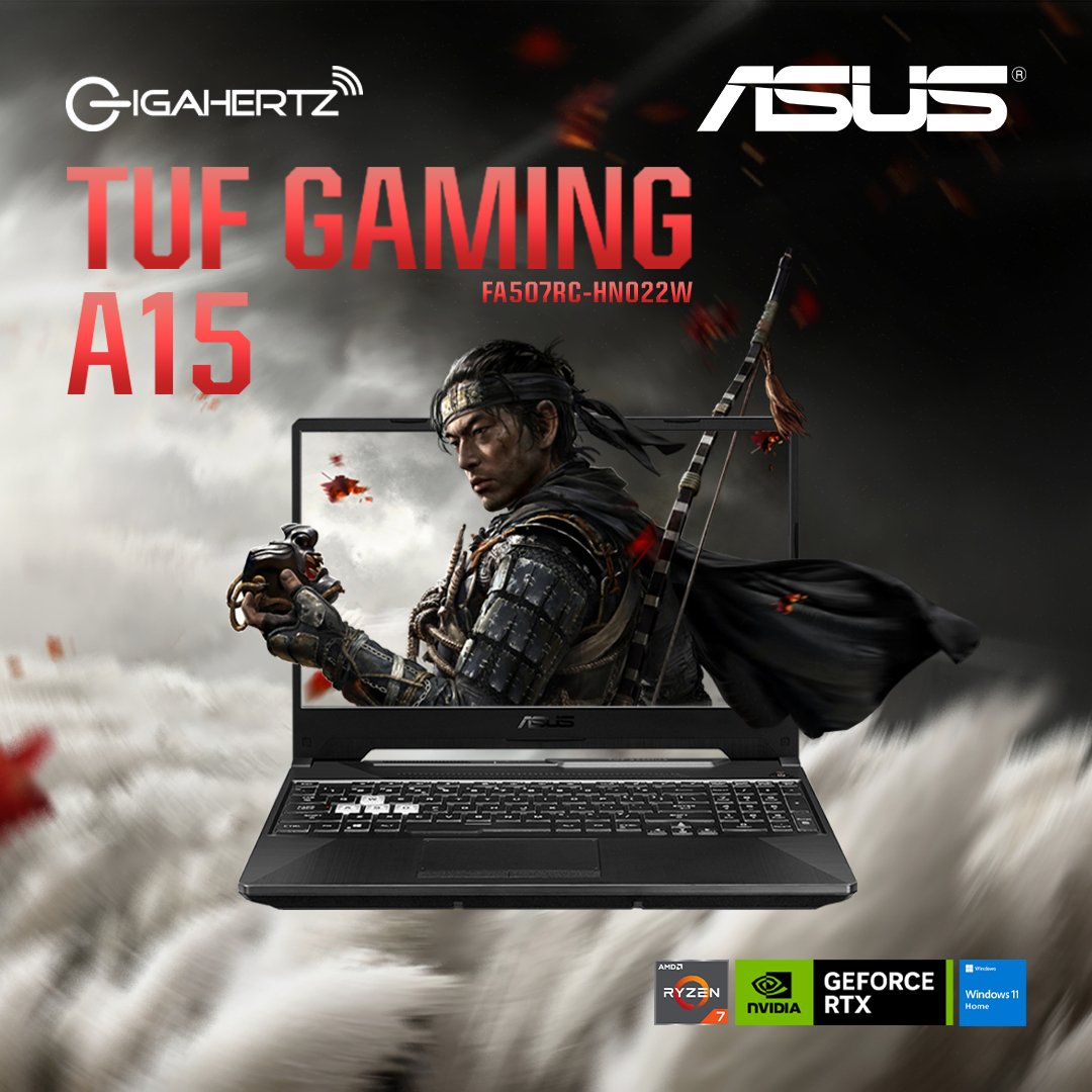 Asus TUF Gaming A15 FA507RC - HN022W | 15.6" FHD | Ryzen 7 6800HS | GeForce RTX 3050 | 8GB RAM | 512GB SSD | WIN 11 | Gigahertz