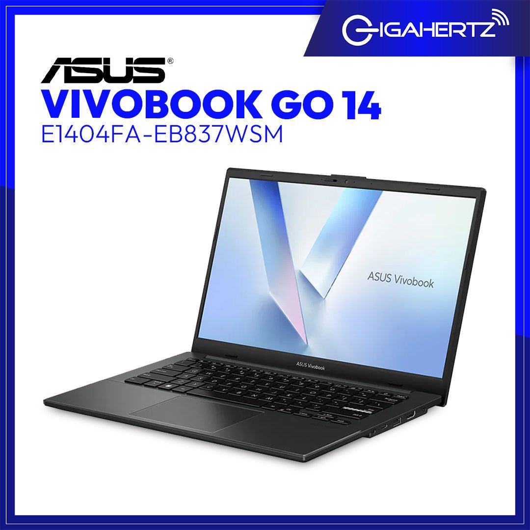 Asus Vivobook Go 14 E1404FA-EB837WSM Laptop (Mixed Black) | 14" FHD (1920x1080) | Ryzen 5 7520U | 8GB RAM | 512GB SSD | AMD Radeon Graphics | Win 11 | GigaHertz