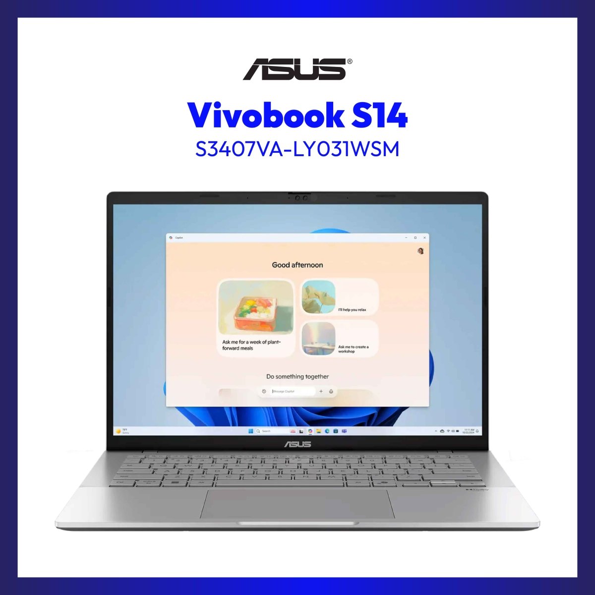 Asus Vivobook S14 S3407VA-LY031WSM | Intel Core i5-13420H 2.1 GHz Processor | 16GB DDR5 RAM | 512GB M.2 NVMe PCIe 4.0 SSD | 14Inch WUXGA (1920 x 1200) | Intel UHD Graphics | GigaHertz