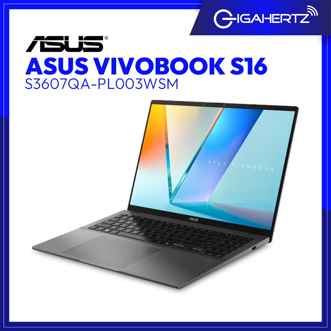 Asus Vivobook S16 S3607QA-PL003WSM Laptop (Matte Gray) | 16"144Hz IPS | Snapdragon X X1 26 100 | 16GB RAM | 512GB SSD | Qualcomm Adreno GPU | Win 11 | GigaHertz