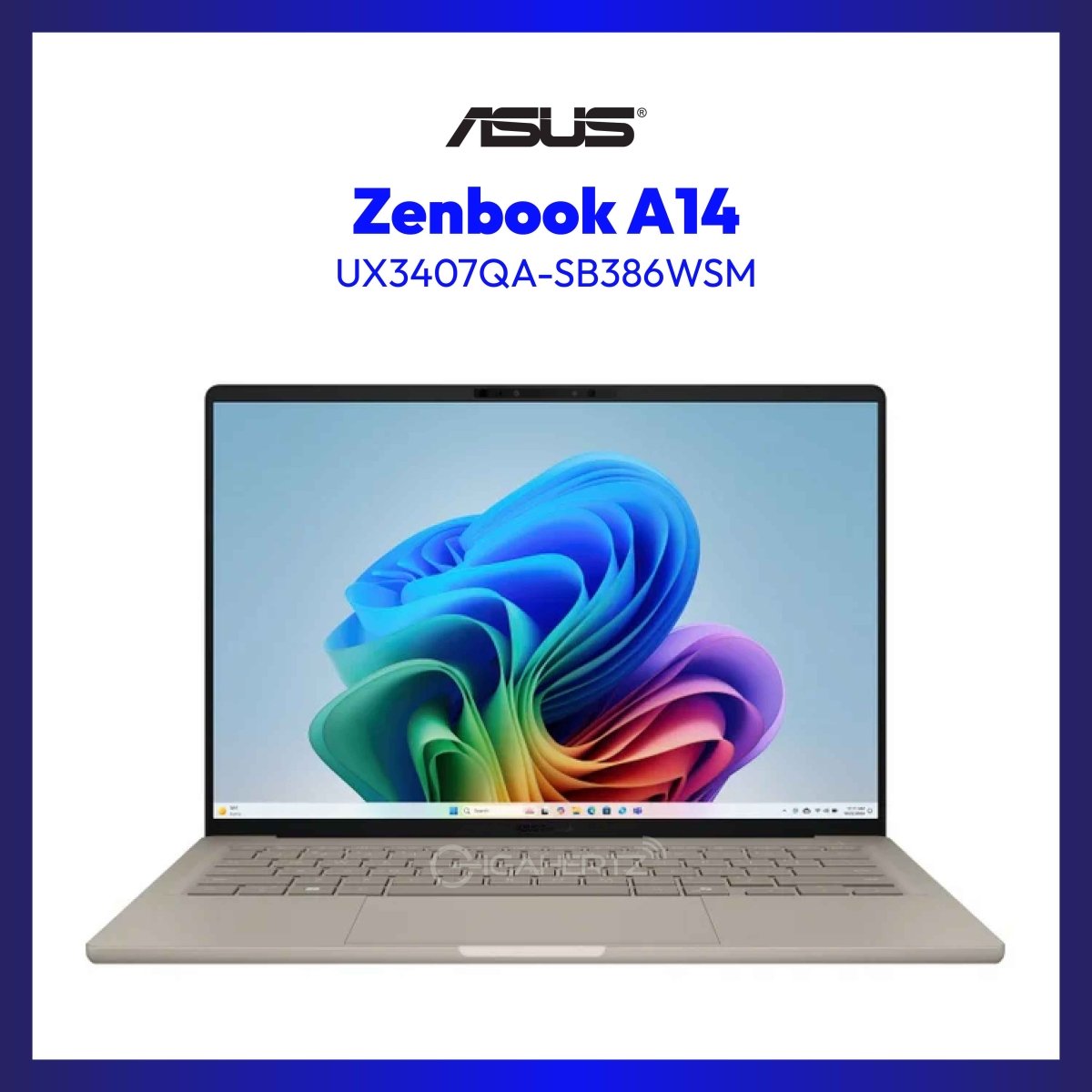 ASUS Zenbook A14 UX3407QA-SB386WSM | 14" WUXGA | Snapdragon® X X1 26 100 | Qualcomm® Adreno™ | 16 GB RAM | 512 GB SSD | WIN 11 | GigaHertz