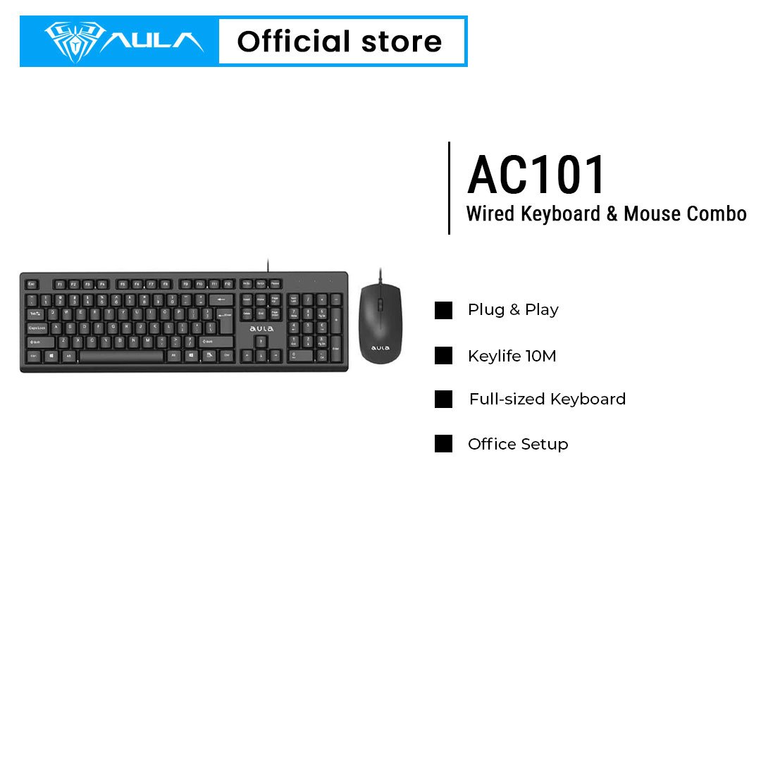Aula AC101 Wired Keyboard and Mouse Combo | Gigahertz