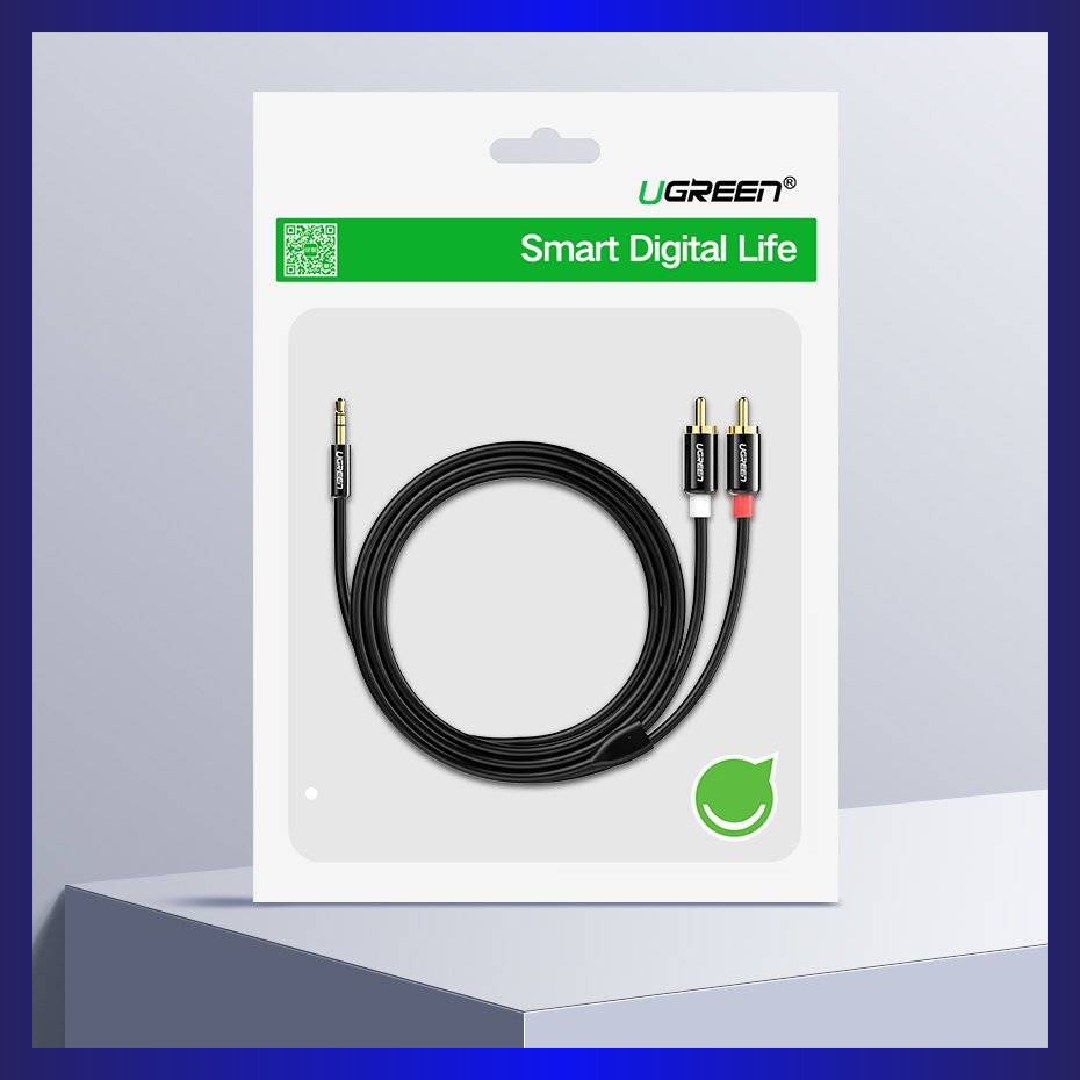 UGREEN Audio Cable | 3.5mm | Mini Jack to 2RCA | 3m (Black) (10590)