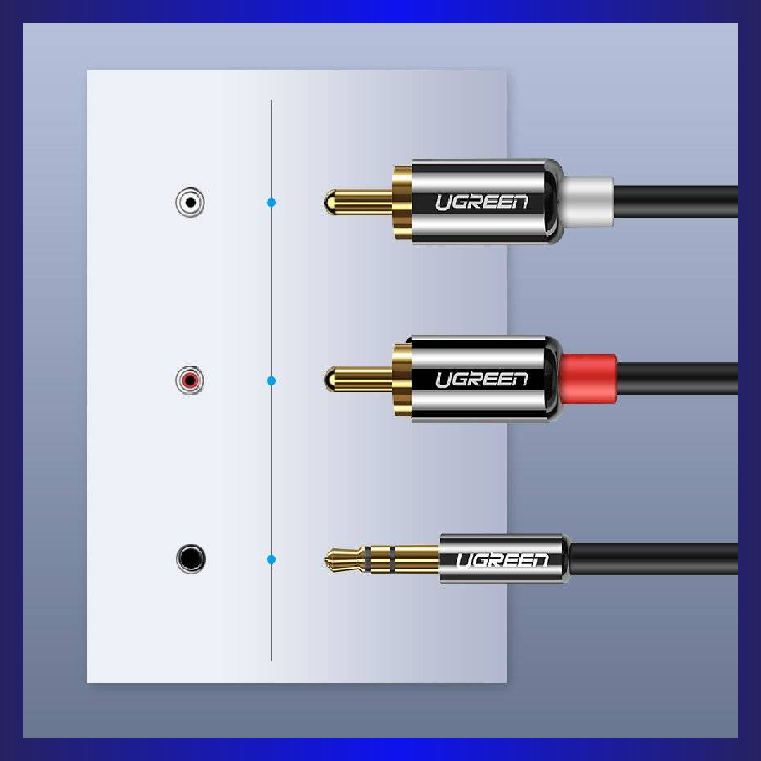 UGREEN Audio Cable | 3.5mm | Mini Jack to 2RCA | 3m (Black) (10590)
