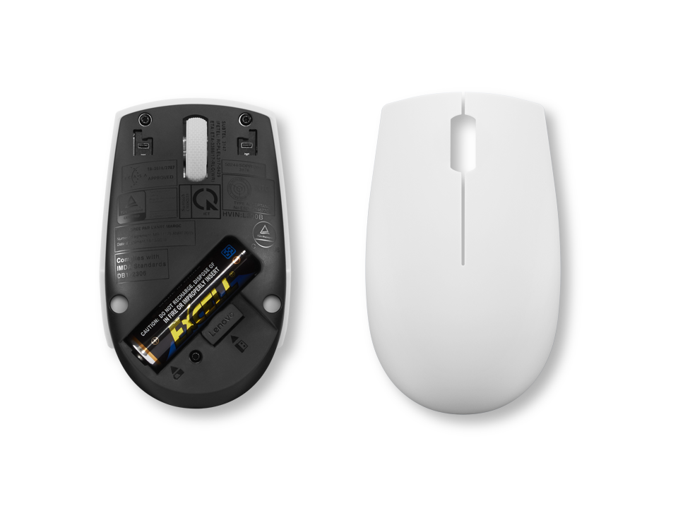 Lenovo 300 Wireless Compact Mouse (GY51L15677) | 2.4GHz Wireless | USB-A Nano Receiver | 1000 DPI Optical Sensor | Cloud Grey